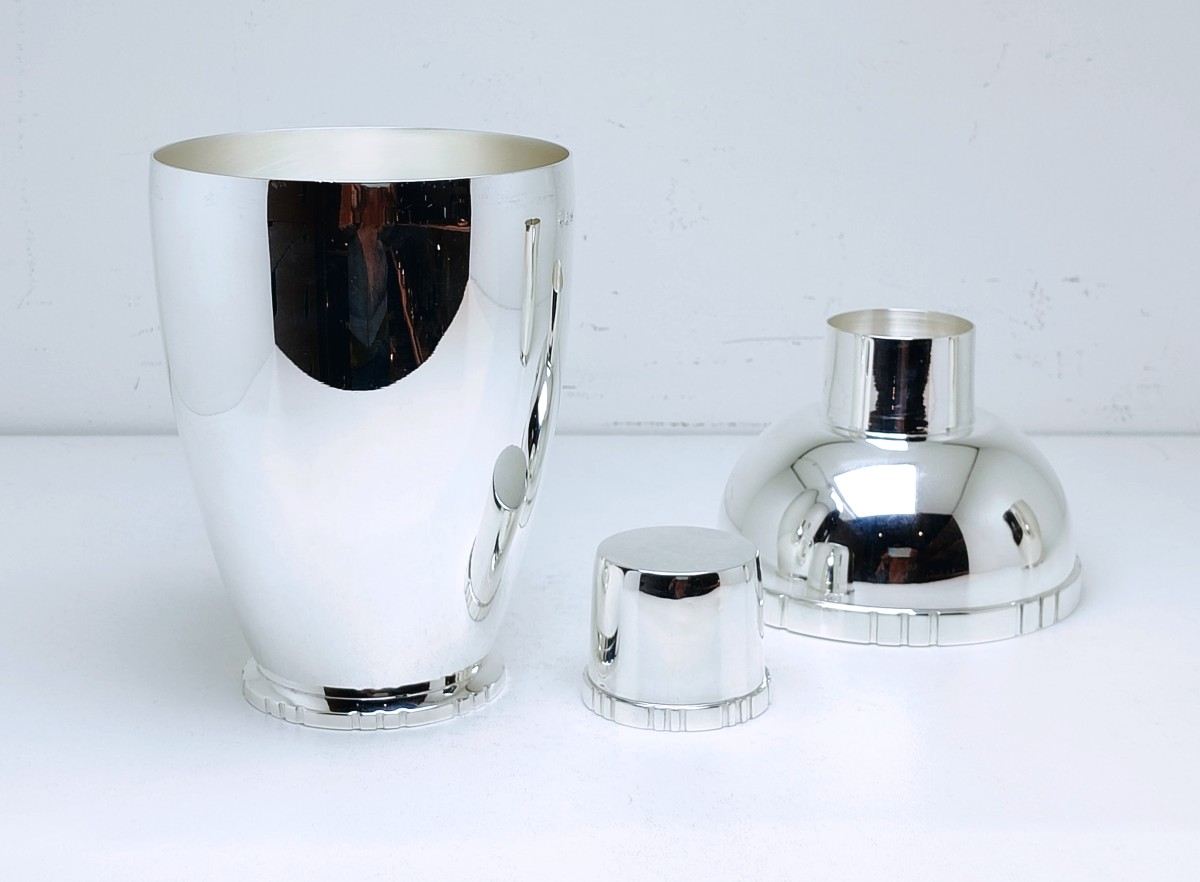 Shaker avec timbale art deco en argent massif Wolfers -photo-3