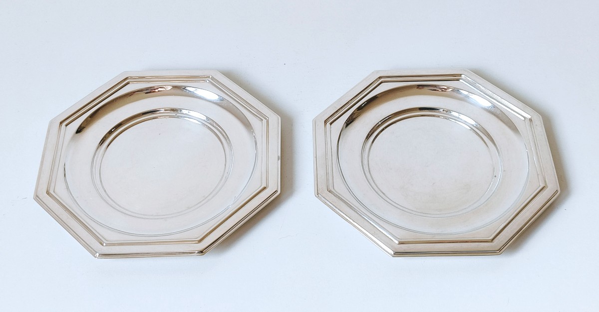 Une paire de dessous de bouteille art deco  en argent massif -photo-3