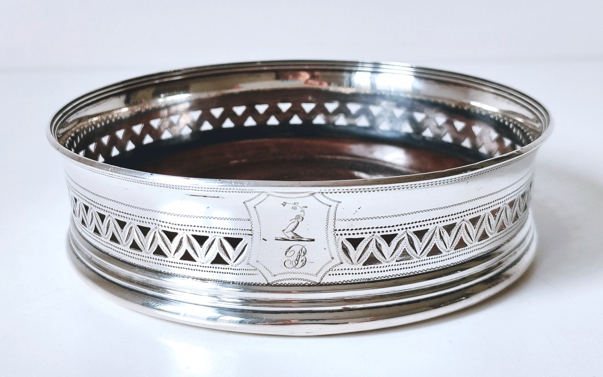 Dessous de bouteille en argent massif Londres 1794
