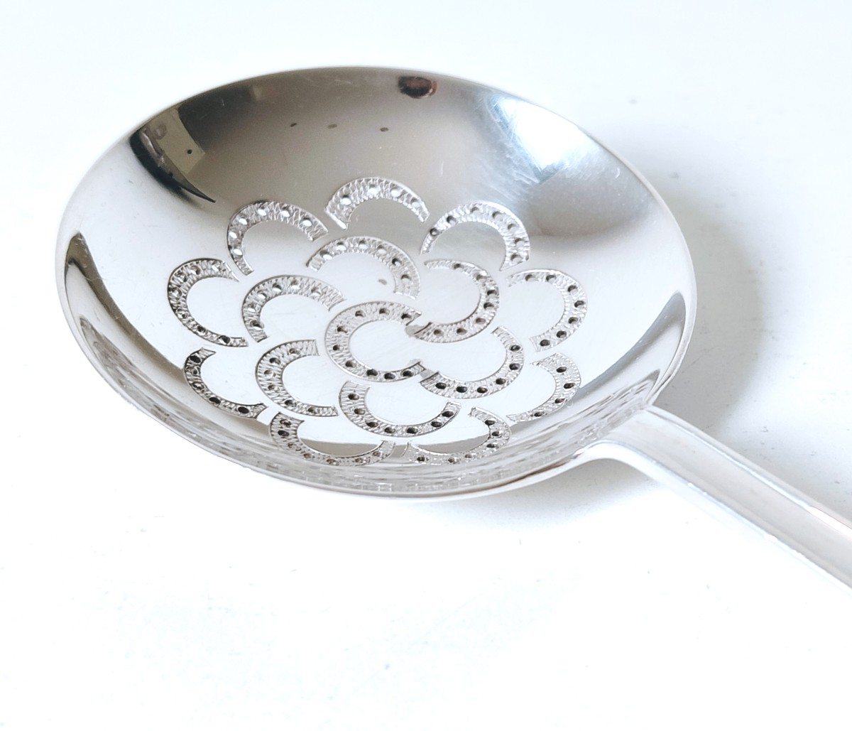 Wolfers Jade Sterling Silver Art Deco Sprinkling Spoon -photo-4