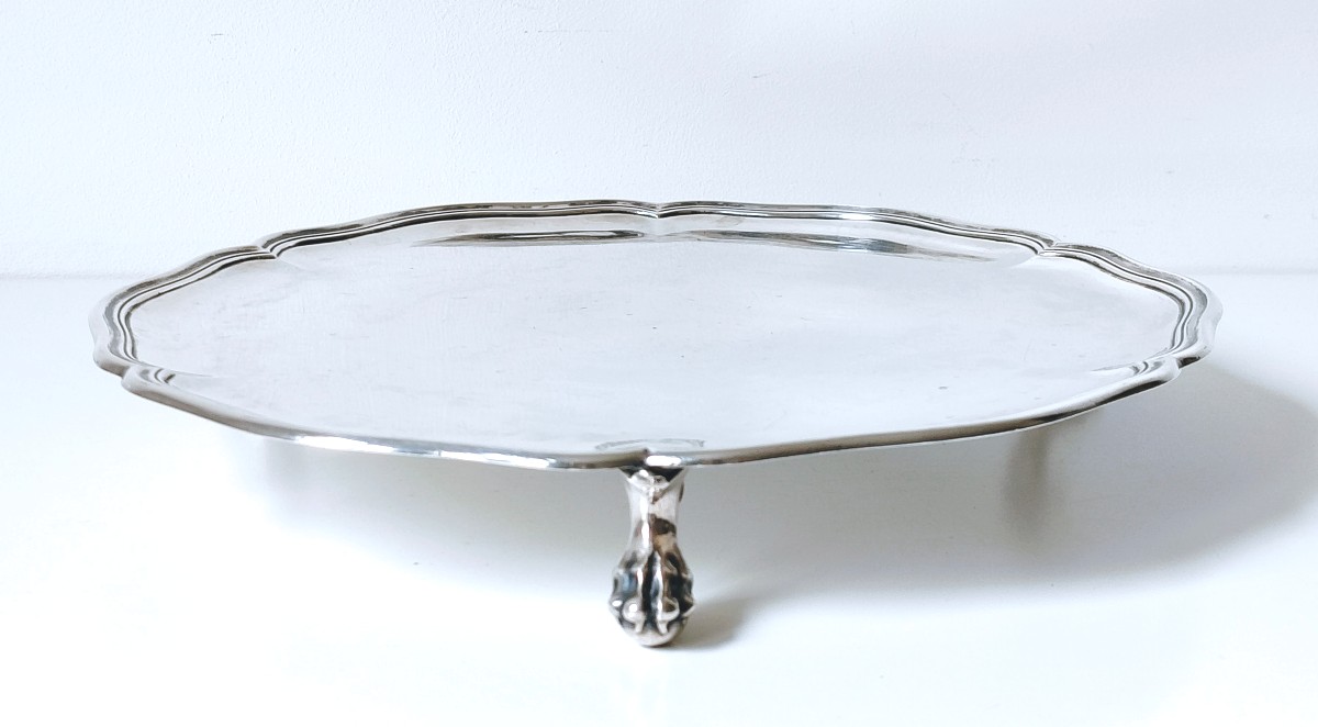 Assiette volante en argent massif Bruxelles 1751-photo-4