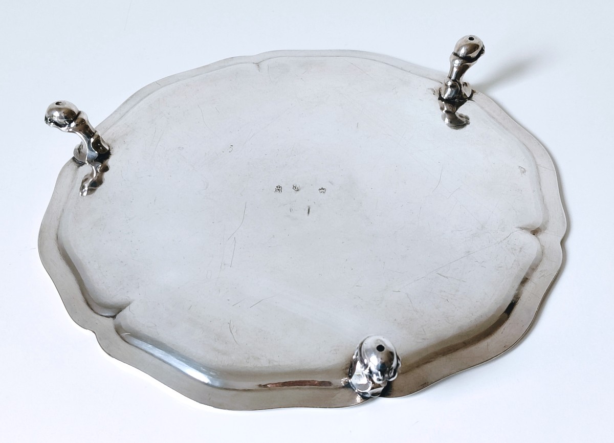 Assiette volante en argent massif Bruxelles 1751-photo-2