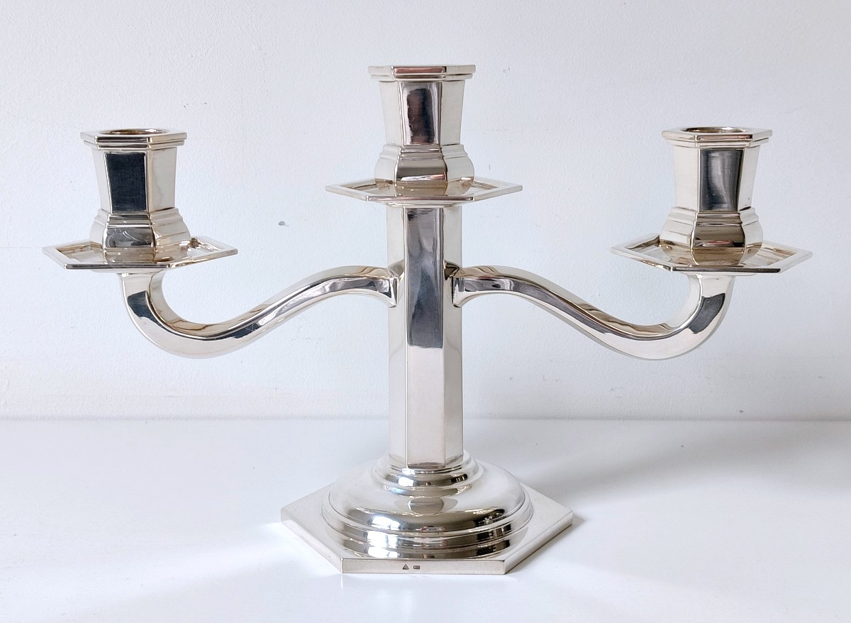 Une paire de candélabres art deco en argent massif Wolfers -photo-4