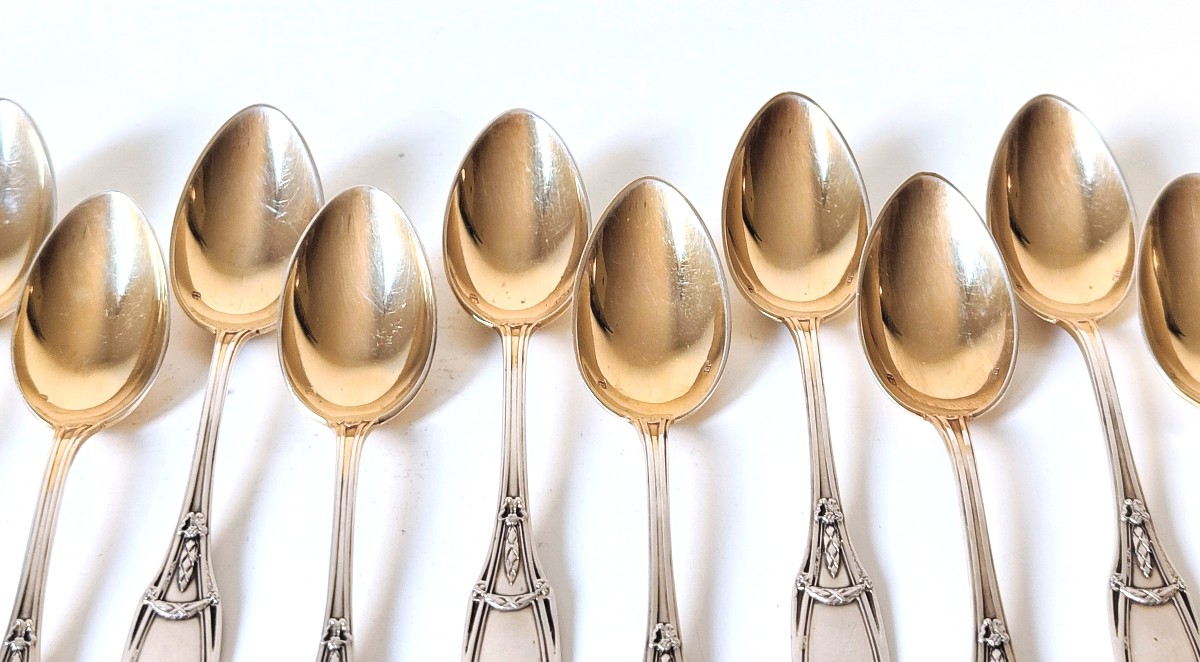 Douze cuillères à moka en argent massif -photo-1