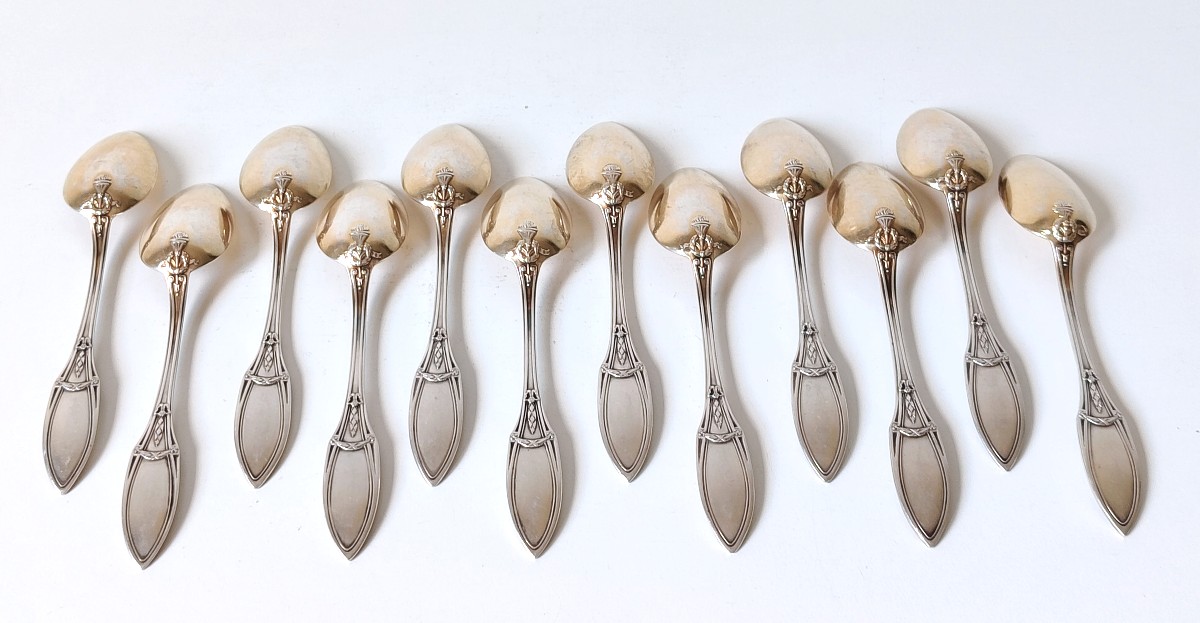 Douze cuillères à moka en argent massif -photo-3