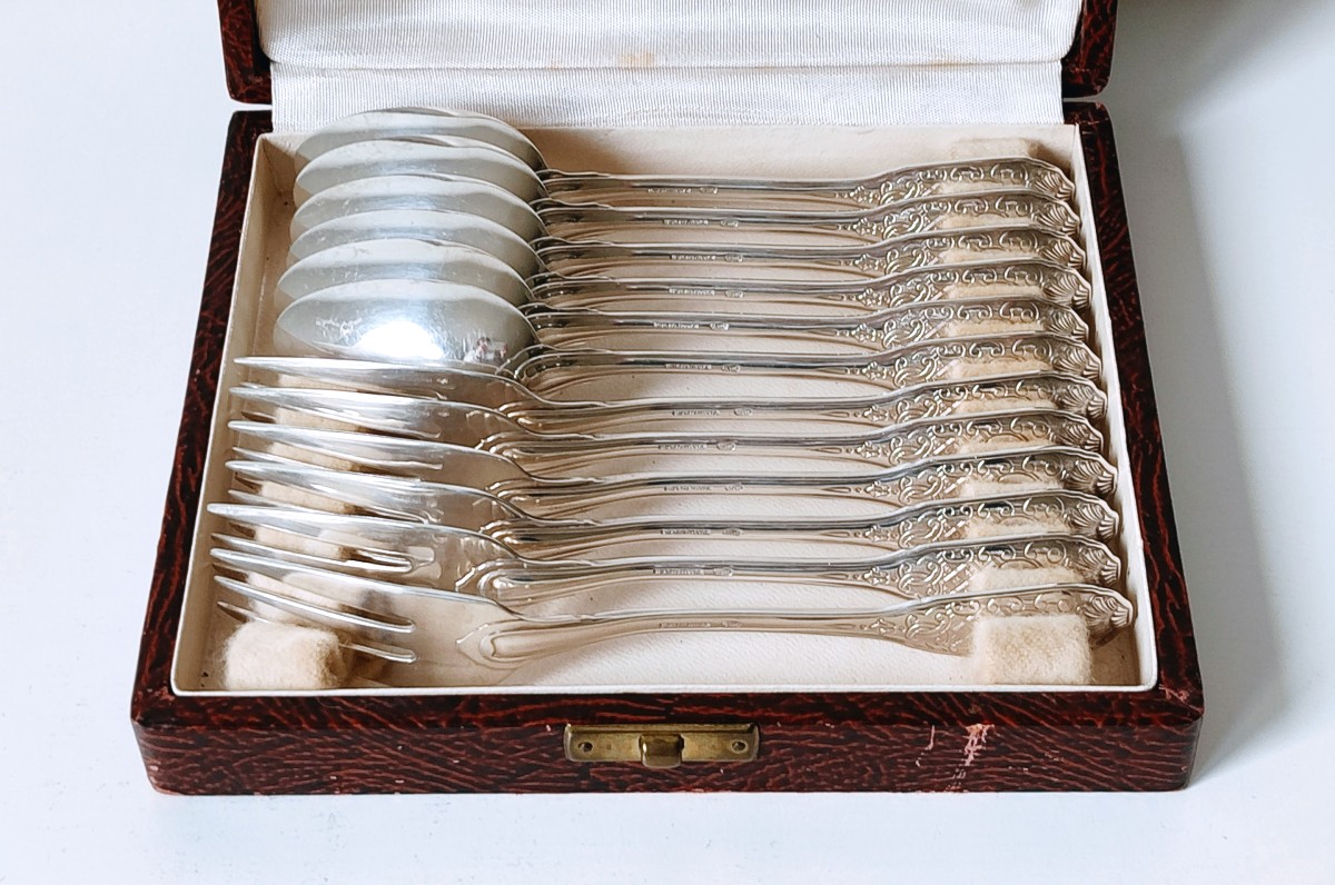 Six Cardeilhac Sterling Silver Teaspoons And Six Cake Forks -photo-2