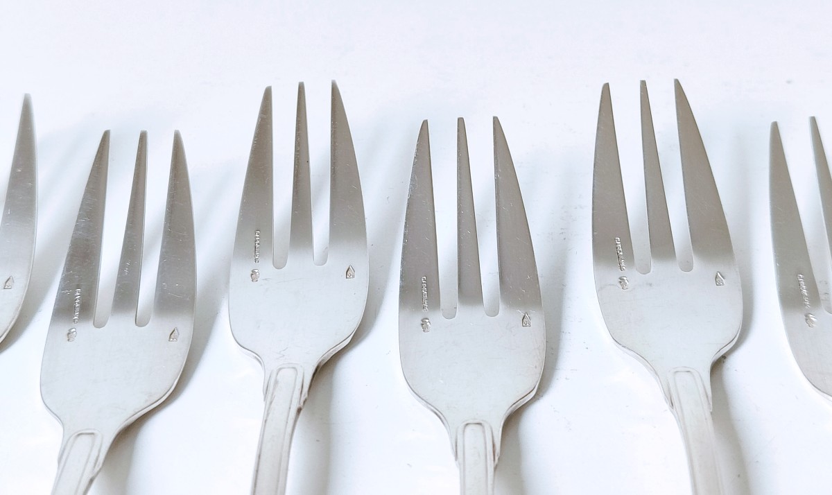 Six Cardeilhac Sterling Silver Teaspoons And Six Cake Forks -photo-4