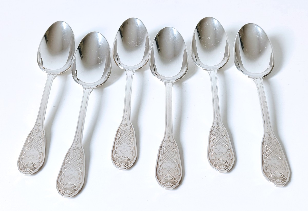 Six Cardeilhac Sterling Silver Teaspoons And Six Cake Forks -photo-3
