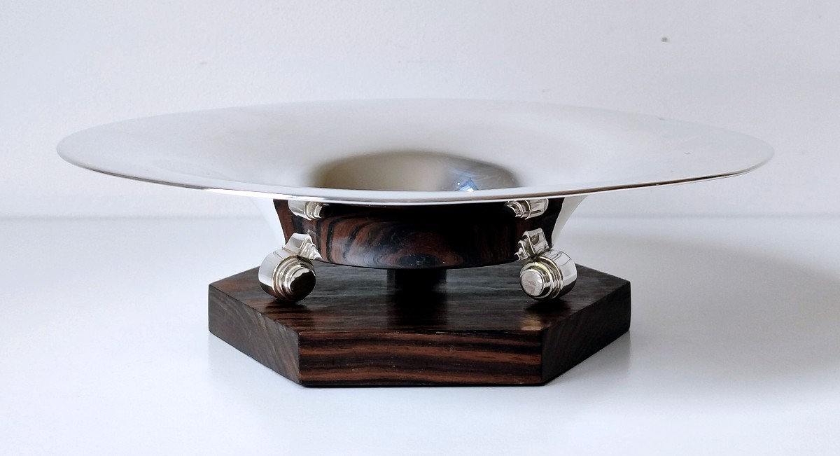 Solid Silver And Rosewood Art Deco Bowl-photo-2