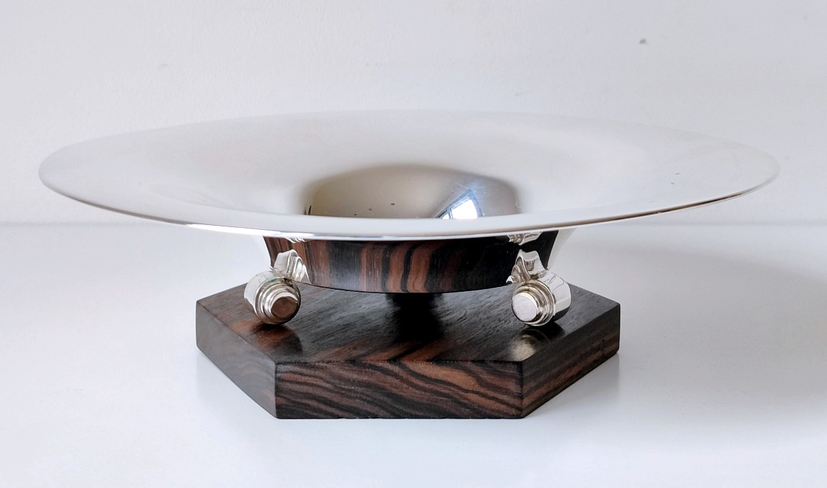Solid Silver And Rosewood Art Deco Bowl