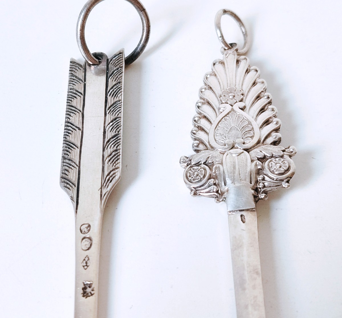 Neuf hâtelets, piques à brochettes en argent massif 18ème, empire -photo-3