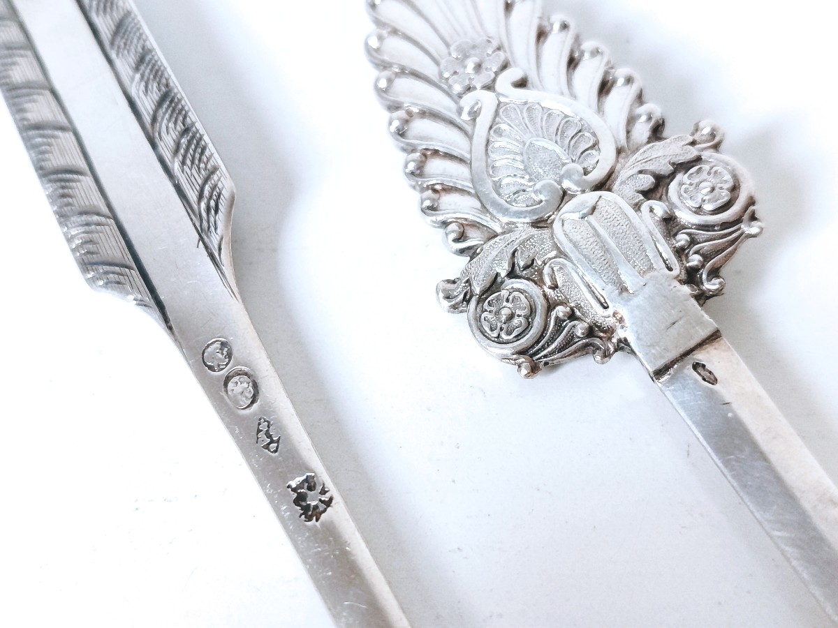 Neuf hâtelets, piques à brochettes en argent massif 18ème, empire -photo-4