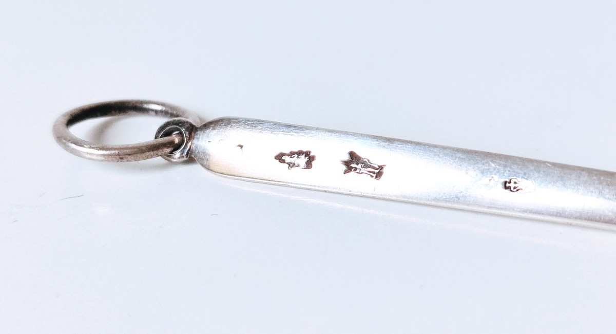 Neuf hâtelets, piques à brochettes en argent massif 18ème, empire -photo-5