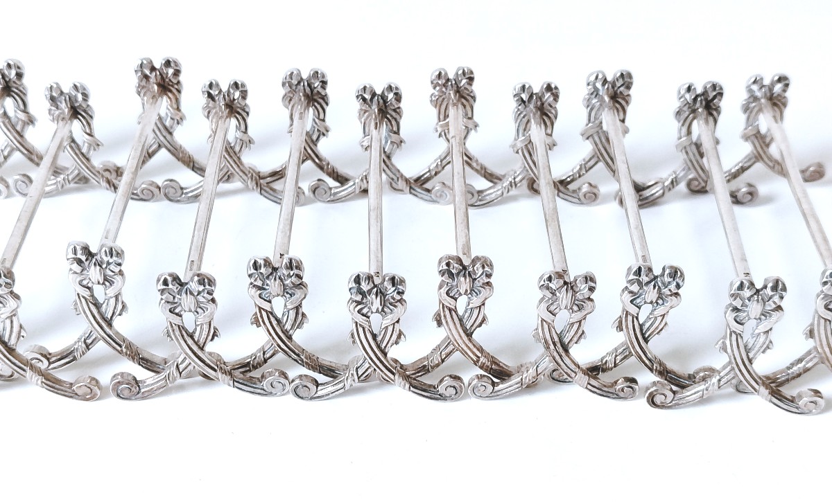 Douze porte couteaux en argent massif -photo-3
