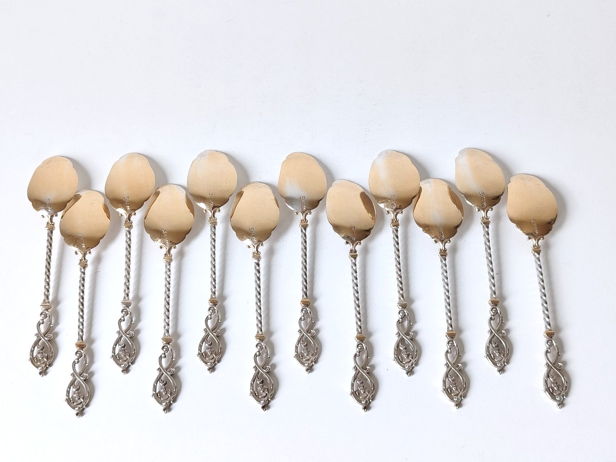 Twelve Solid Silver Coffee Spoons -photo-3