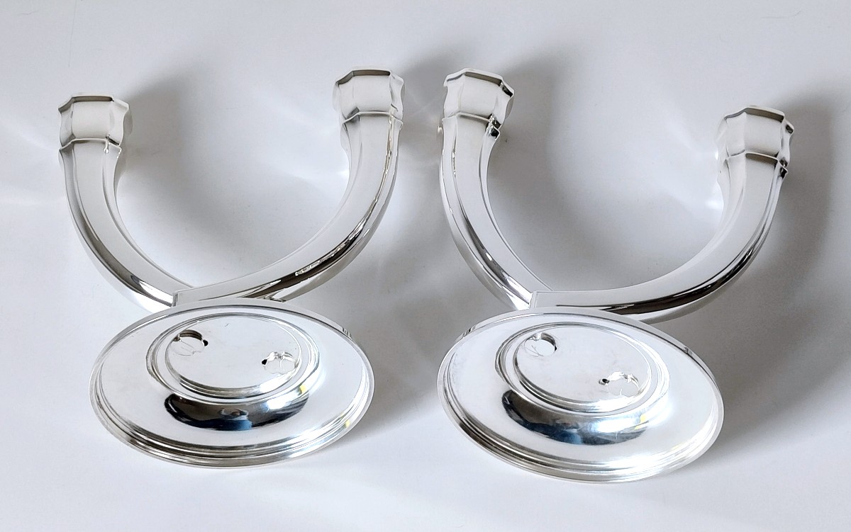 A Pair Of Art Deco Solid Silver Candlesticks -photo-1
