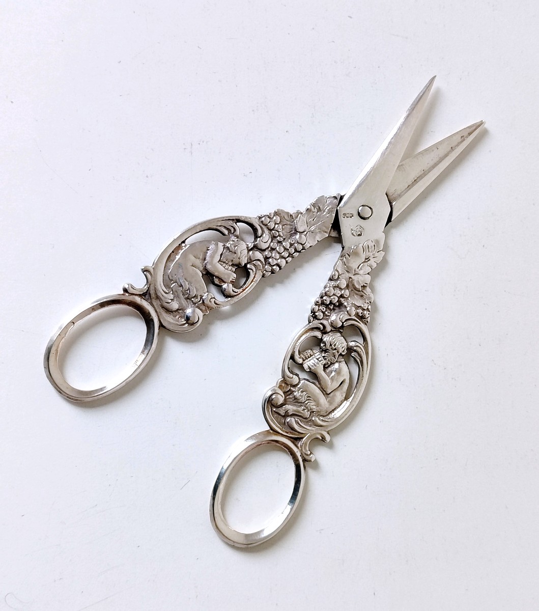 Ciseaux à raisins en argent massif -photo-2