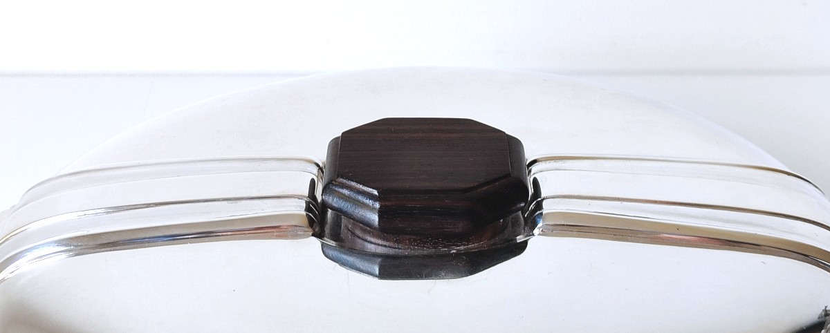 Art Deco Solid Silver Vegetable Dish With Ebony Handles By Louis Coignet -photo-4