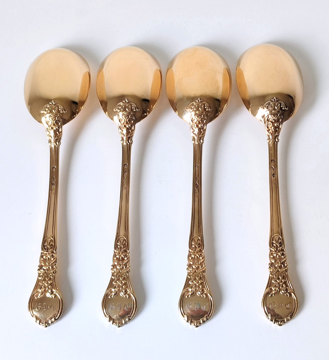 Quatre pelles à servir en argent massif vermeil -photo-3
