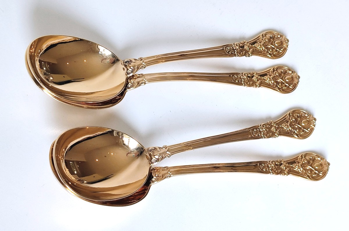Quatre pelles à servir en argent massif vermeil 