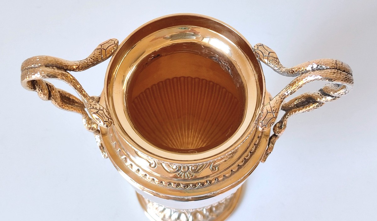 Vase en argent massif vermeil -photo-3