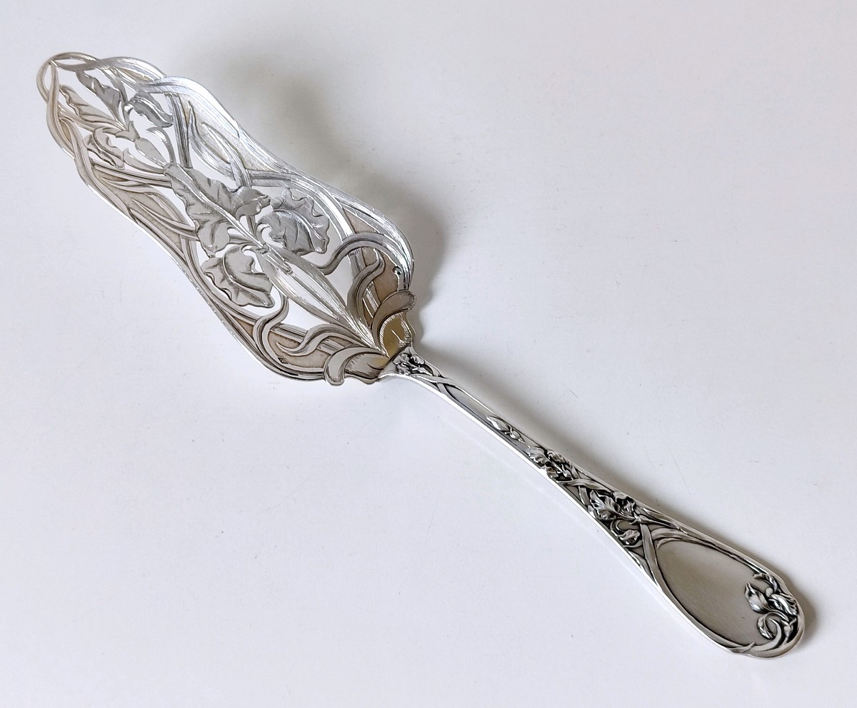 Pelle à tarte art nouveau en argent massif Puiforcat 