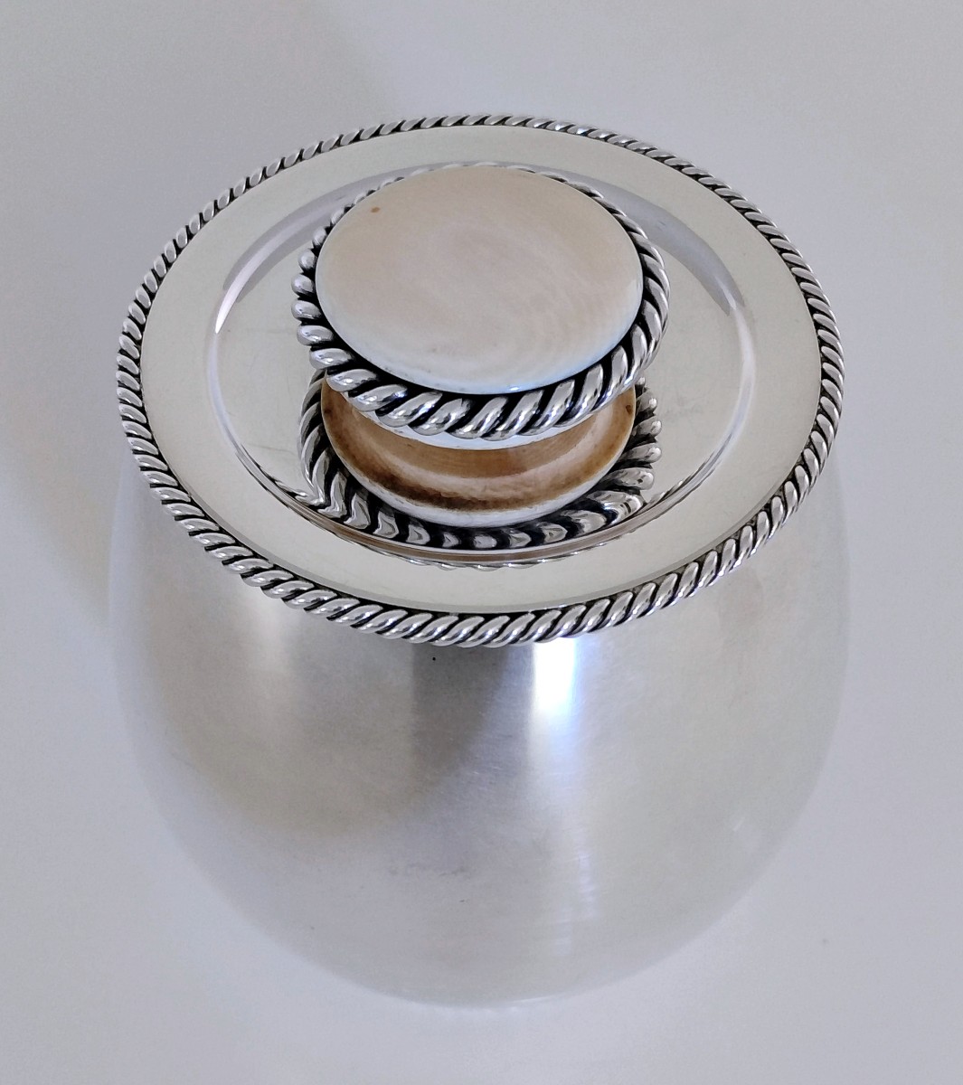 Solid Silver And Ivory Art Deco Lidded Jar-photo-4
