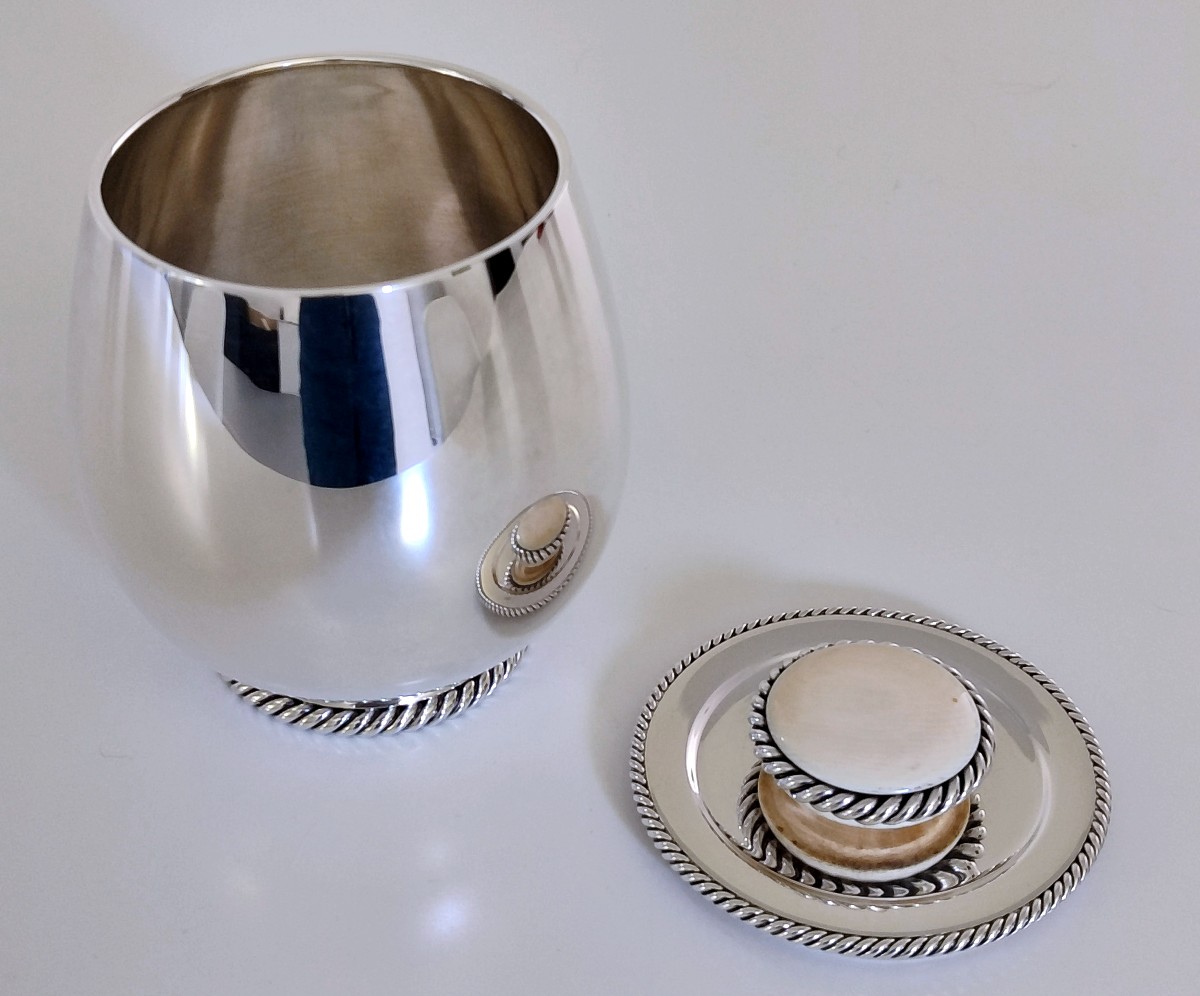 Solid Silver And Ivory Art Deco Lidded Jar-photo-1