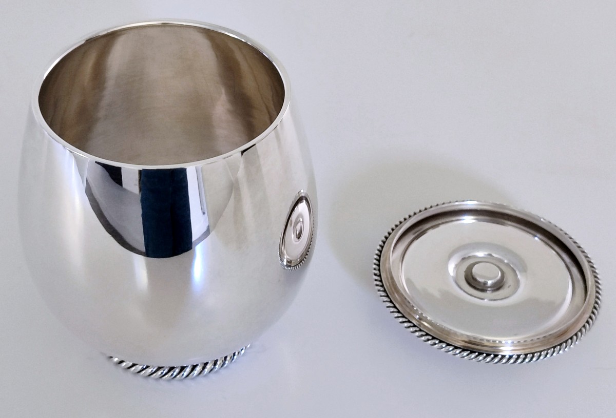 Solid Silver And Ivory Art Deco Lidded Jar-photo-2