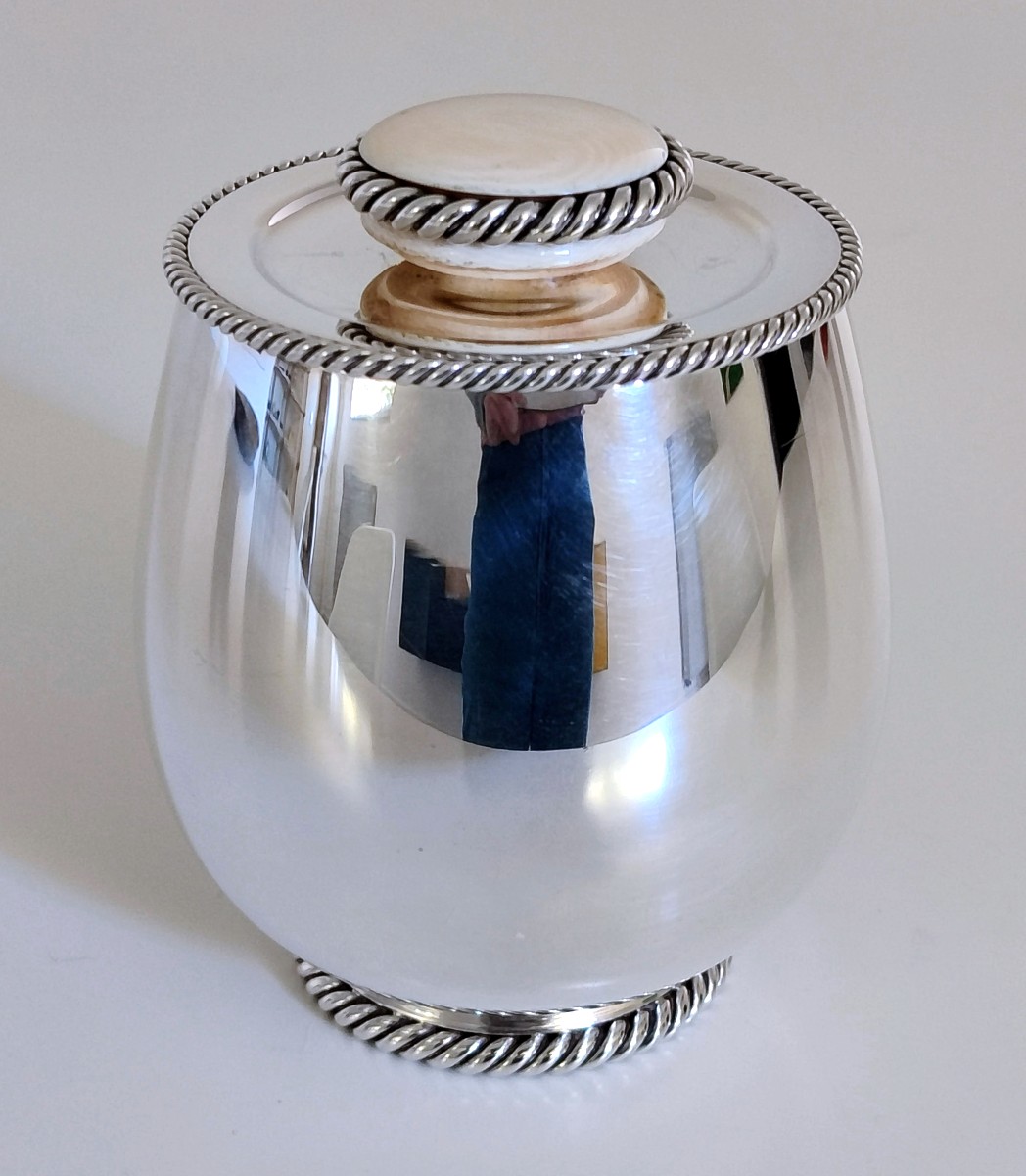 Solid Silver And Ivory Art Deco Lidded Jar