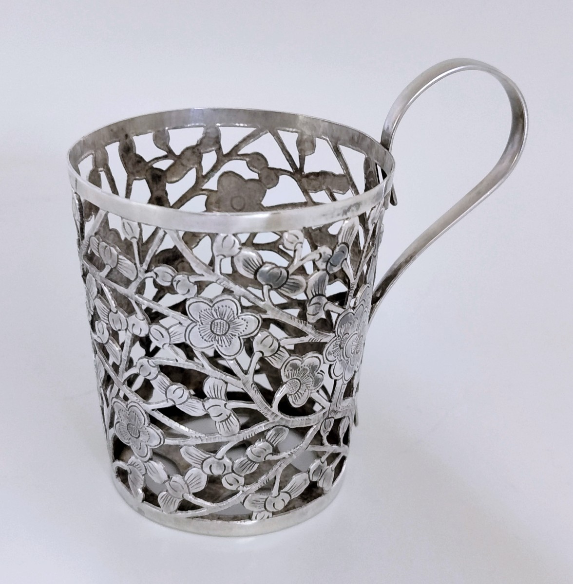 Deux supports de verre en argent massif chinois-photo-3