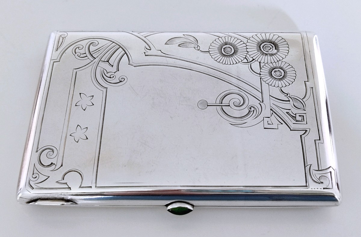 Boîte art nouveau en argent massif Russie -photo-2