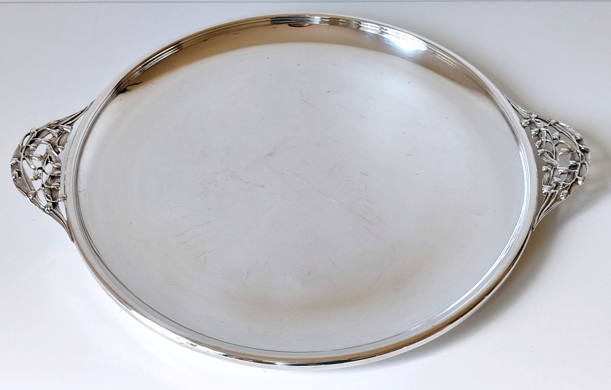 Plateau art nouveau en argent massif -photo-3