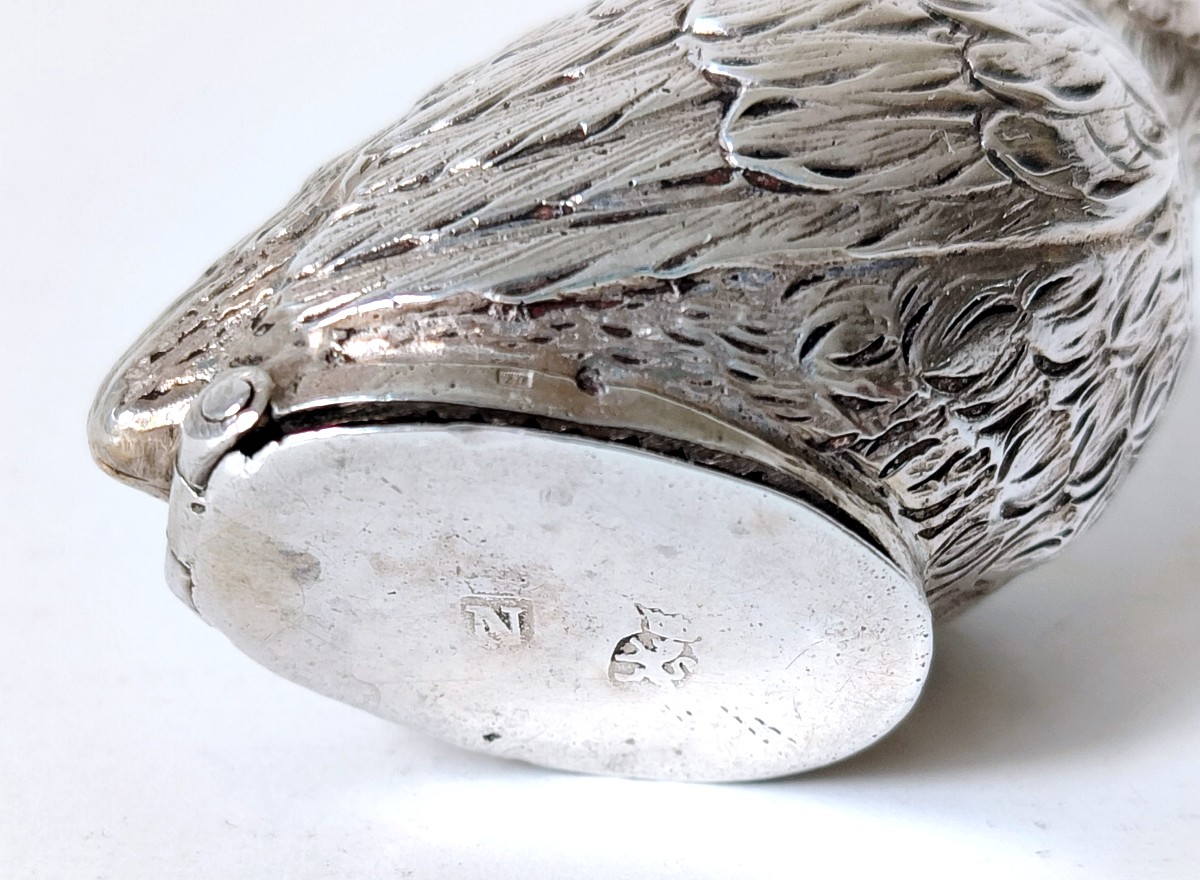 Poivrier en forme de poussin en argent massif -photo-3