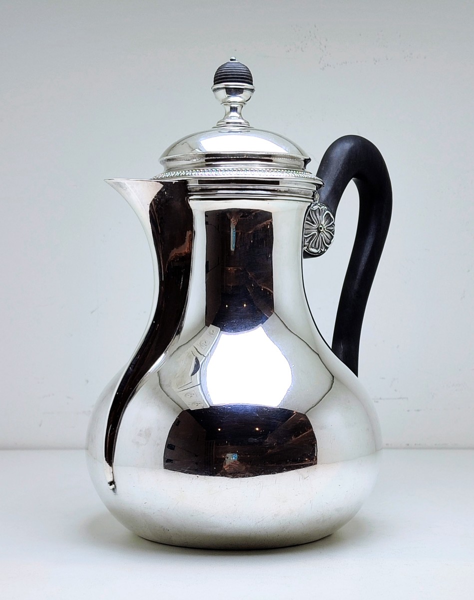 Empire-style Marabout Coffee Pot In Solid Silver By Joseph Germain Dutalis -photo-1