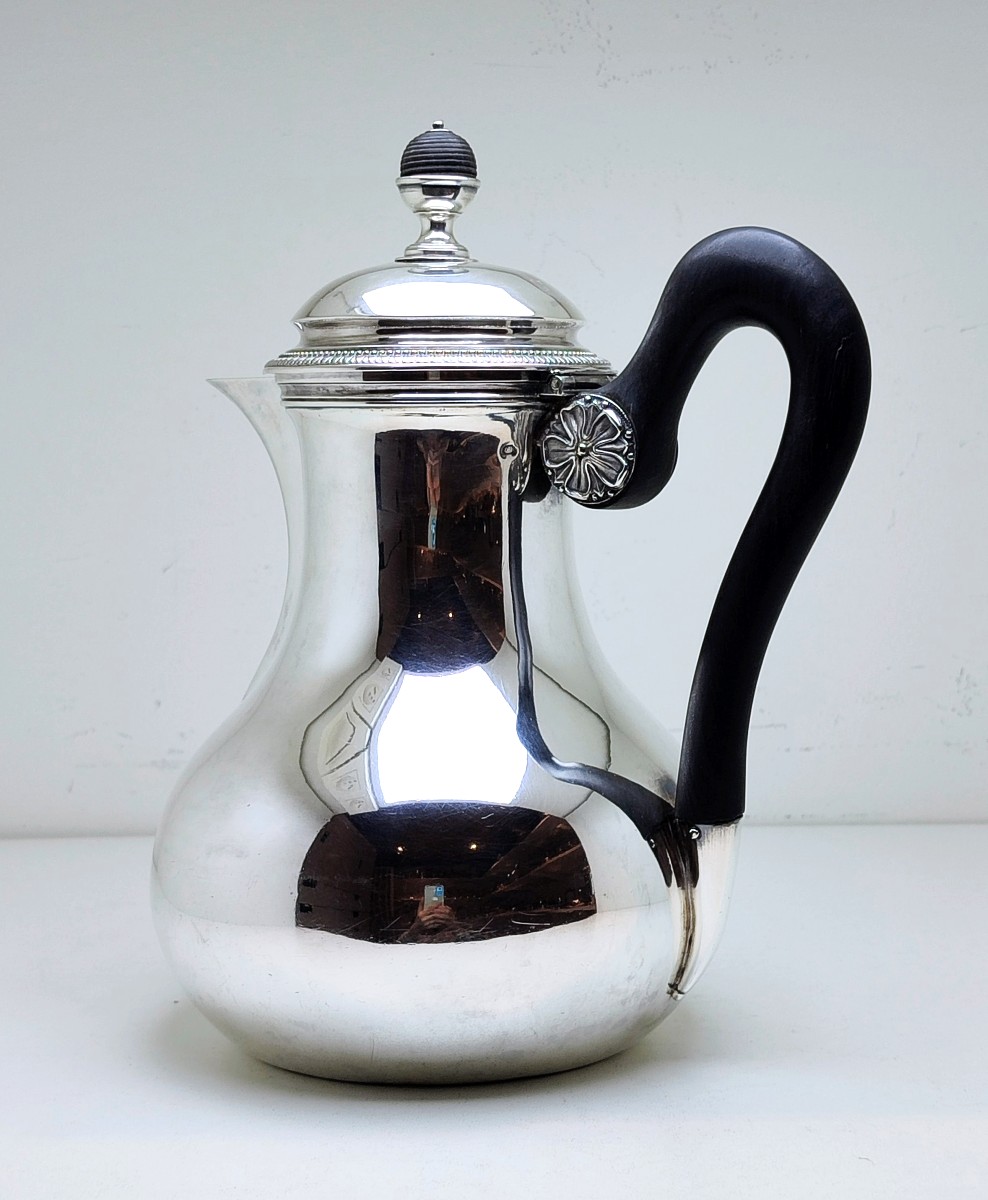 Empire-style Marabout Coffee Pot In Solid Silver By Joseph Germain Dutalis -photo-2