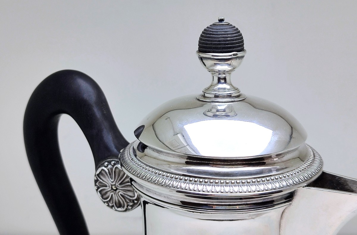 Empire-style Marabout Coffee Pot In Solid Silver By Joseph Germain Dutalis -photo-3