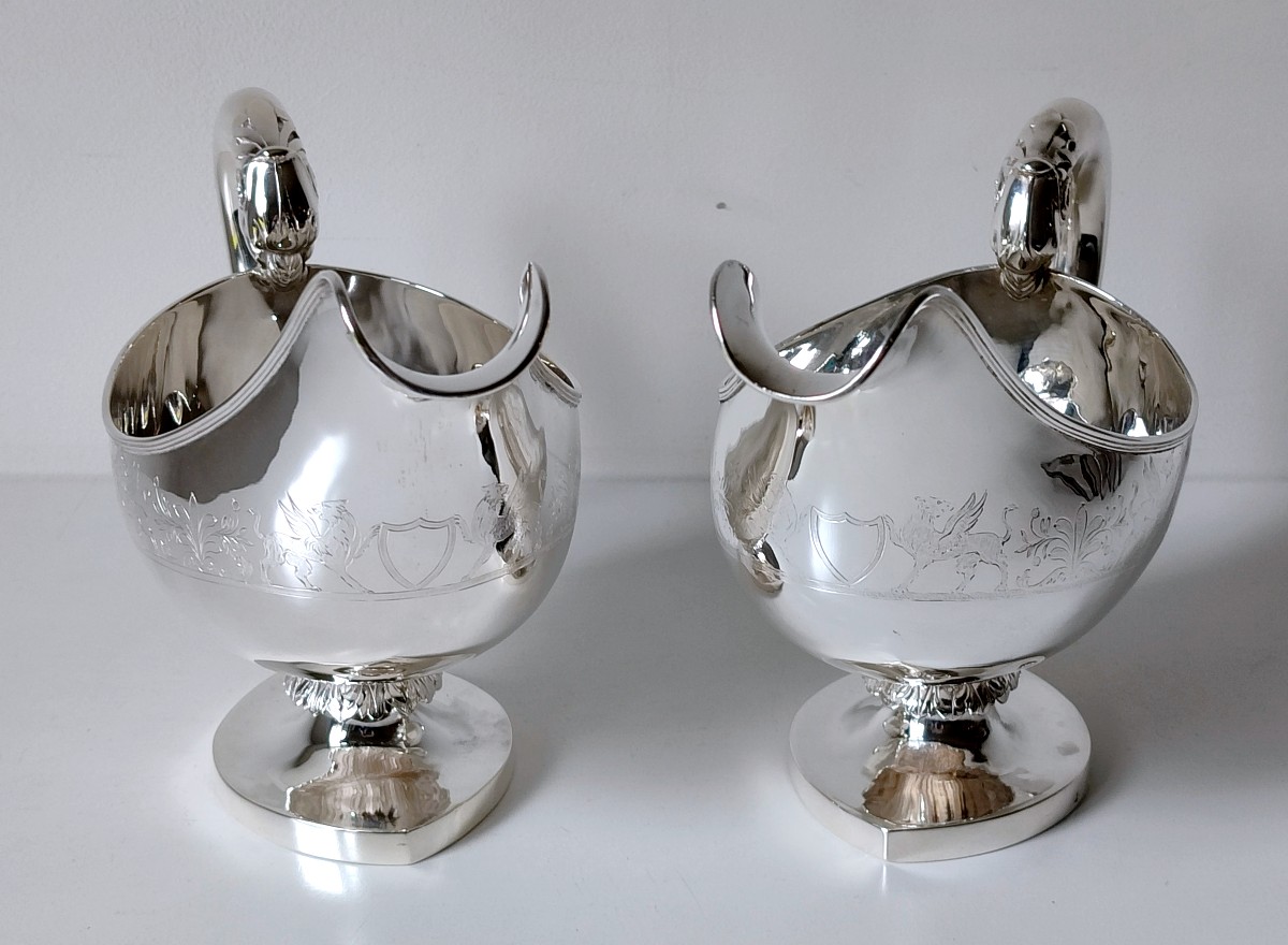 Une paire de saucières empire en argent massif -photo-4