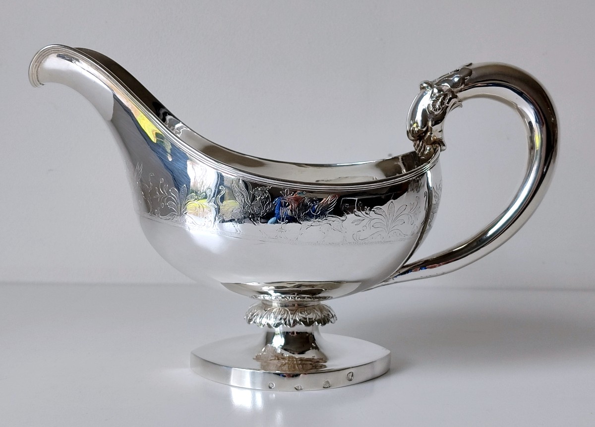 Une paire de saucières empire en argent massif -photo-1