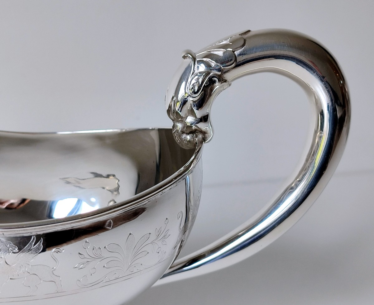 Une paire de saucières empire en argent massif -photo-2