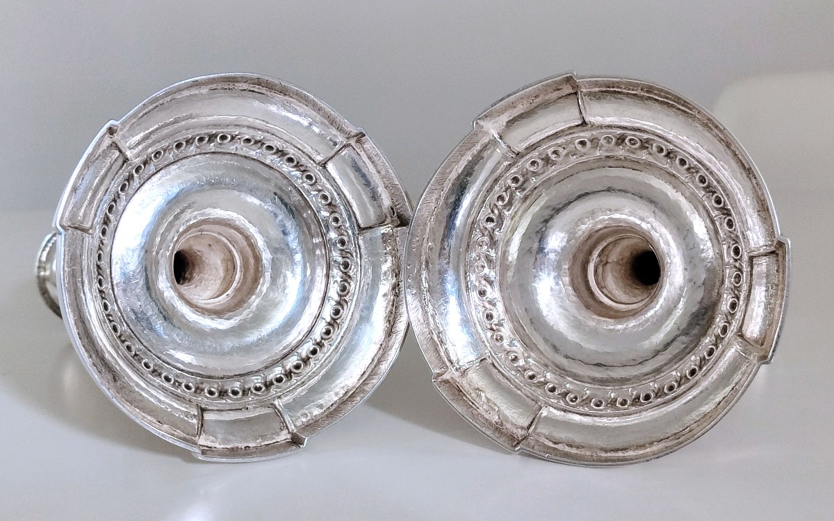 Une paire de bougeoirs en argent massif Liège 18ème siècle -photo-6