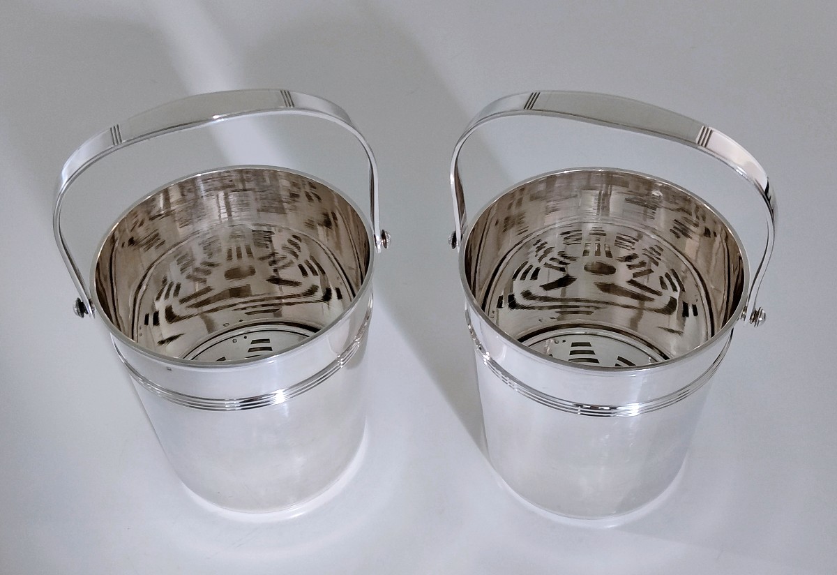A Pair Of Solid Silver Art Deco Ice Buckets -photo-2