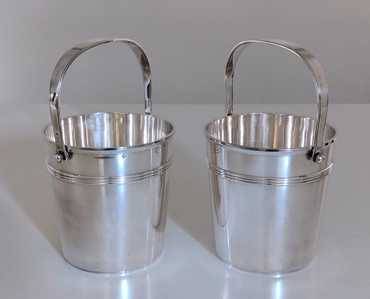 A Pair Of Solid Silver Art Deco Ice Buckets -photo-1