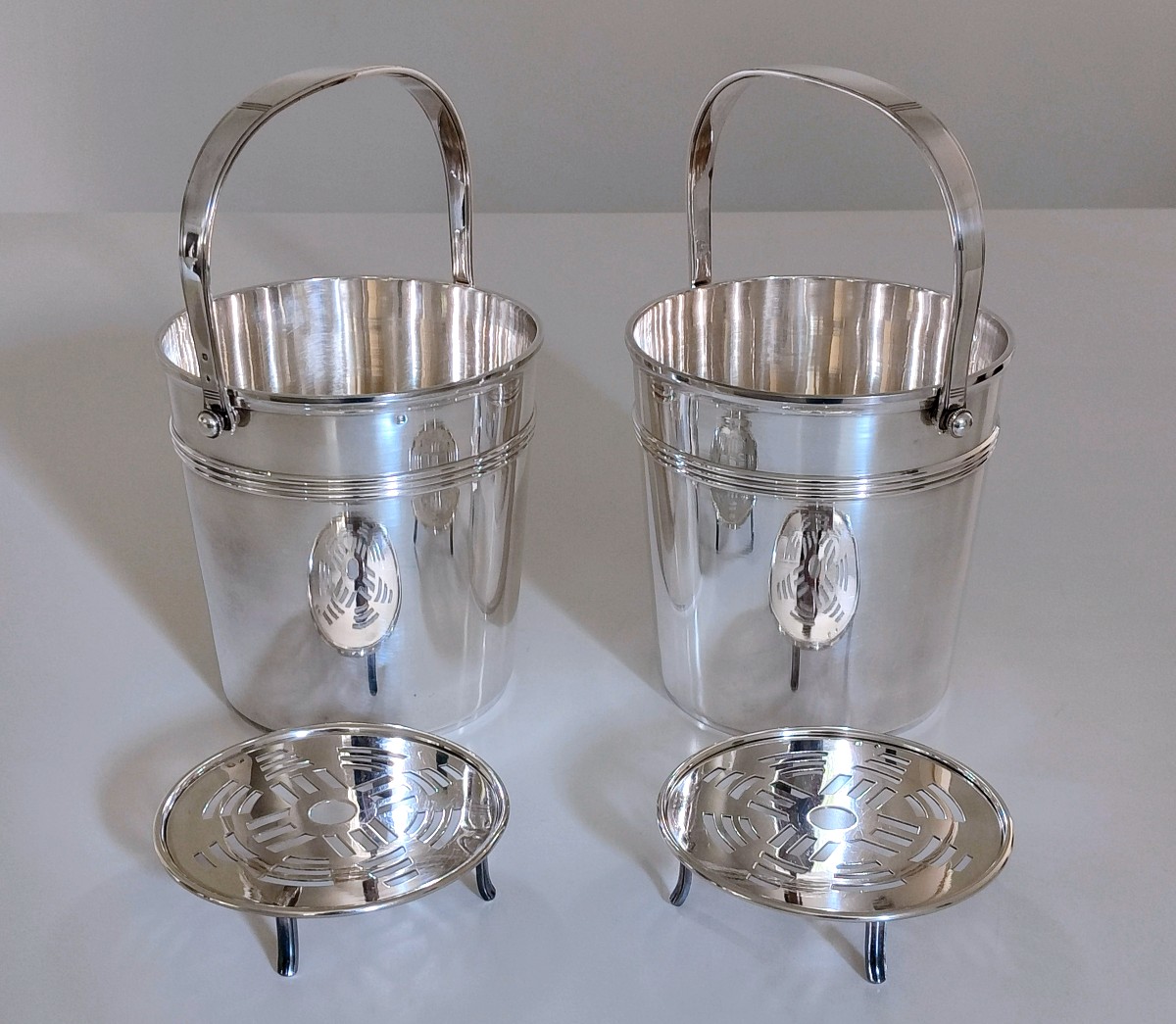 A Pair Of Solid Silver Art Deco Ice Buckets -photo-3
