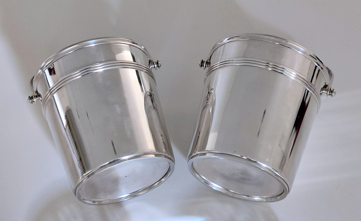 A Pair Of Solid Silver Art Deco Ice Buckets -photo-4