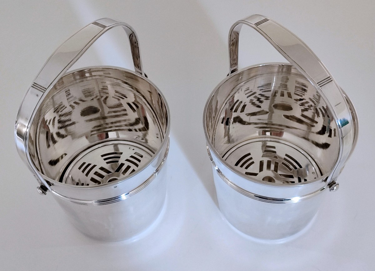 A Pair Of Solid Silver Art Deco Ice Buckets 
