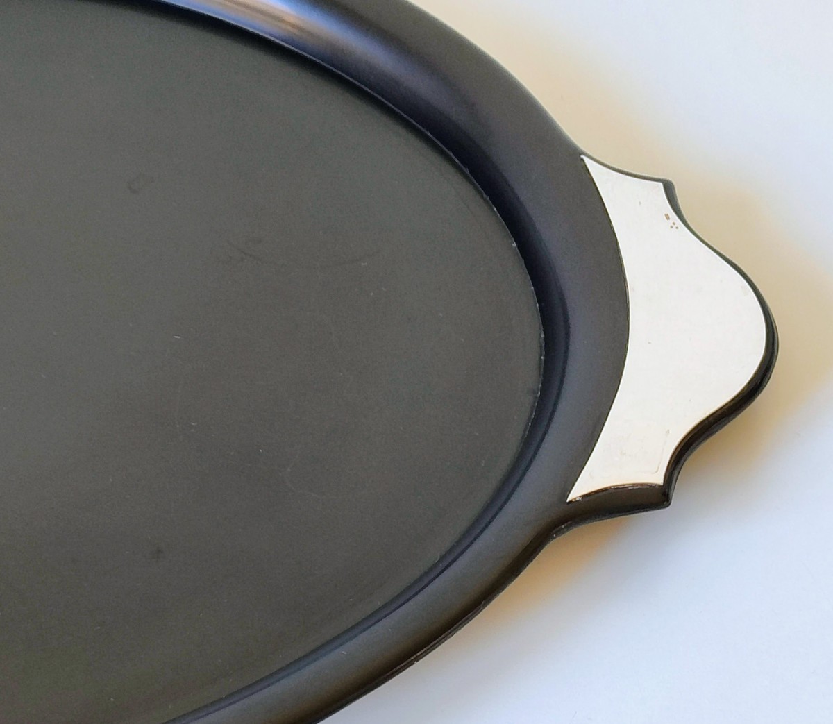 Plateau à servir art deco en composite et argent massif -photo-2