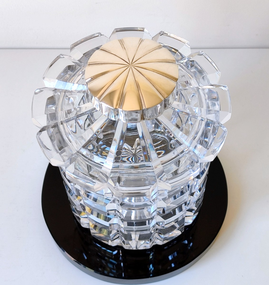 Bonbonnière art deco en cristal, argent massif et verre-photo-2