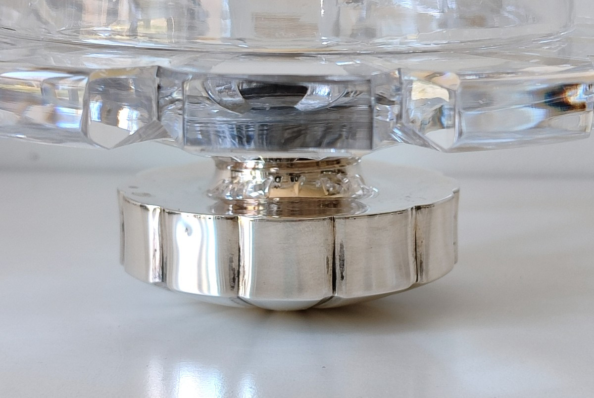 Bonbonnière art deco en cristal, argent massif et verre-photo-7