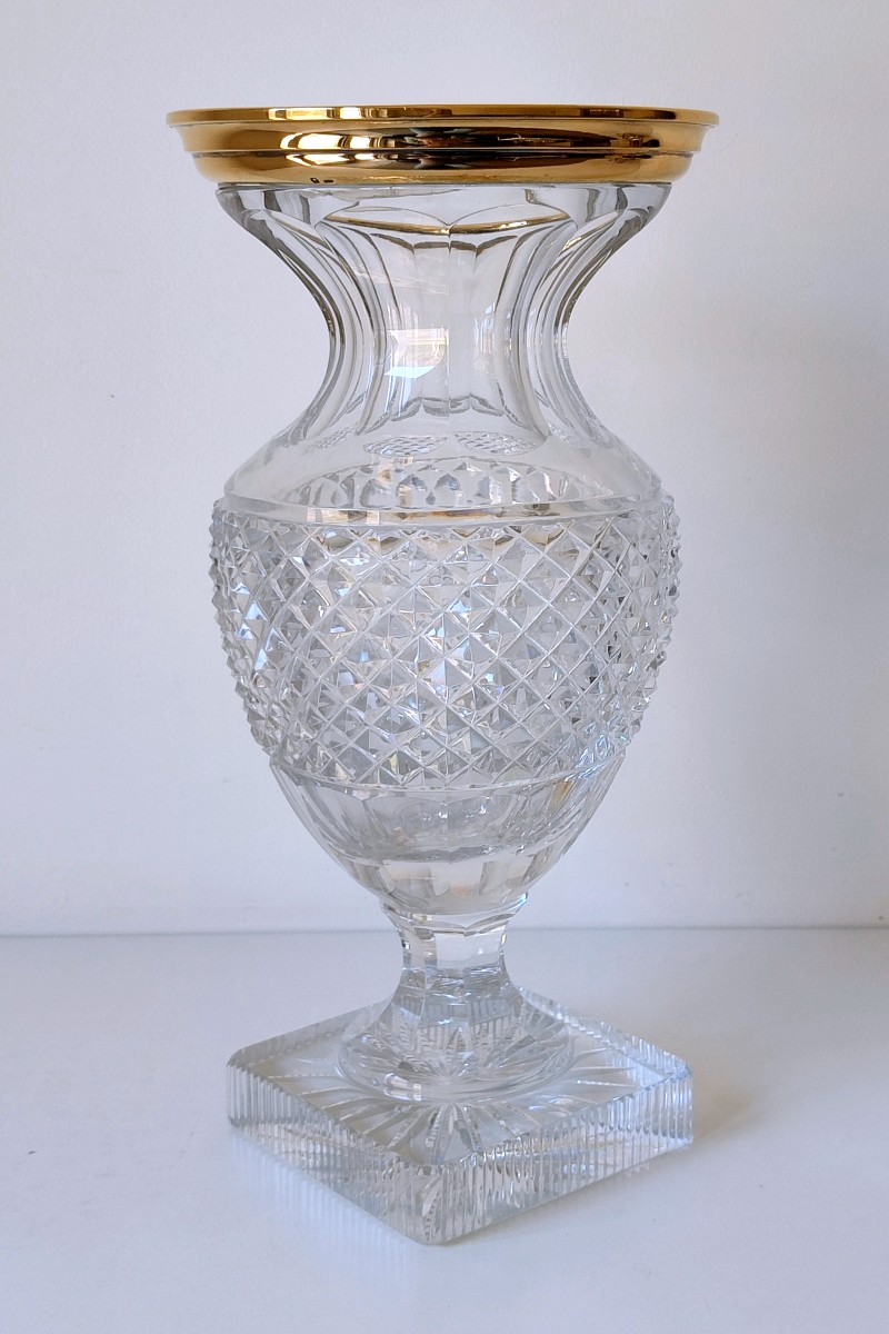 Vase en cristal et argent massif vermeil -photo-2